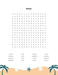 Picnic Word Scramble Puzzle