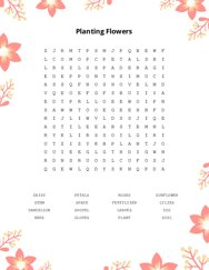 Planting Flowers Word Search Puzzle