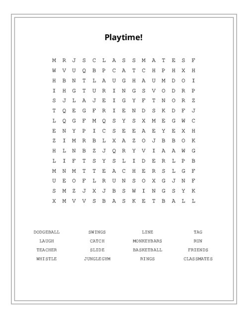 Playtime! Word Search Puzzle
