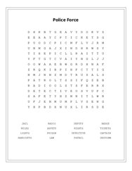 Police Force Word Search Puzzle
