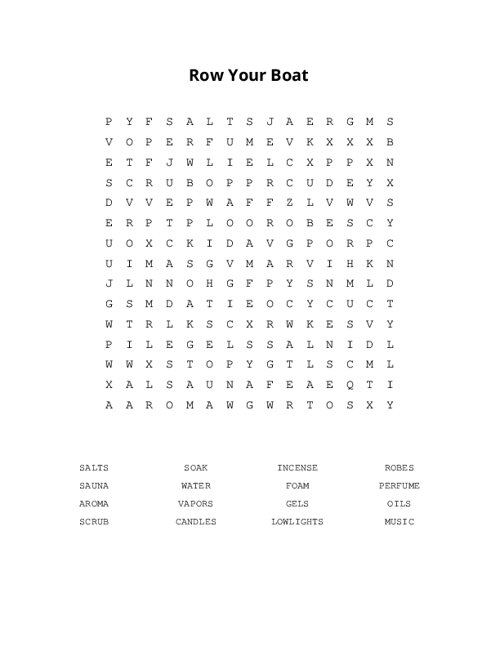 Row Your Boat Word Search Puzzle