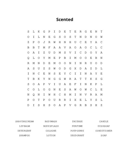 Scented Word Search Puzzle