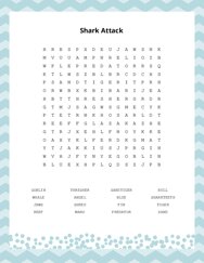 Shark Attack Word Search Puzzle