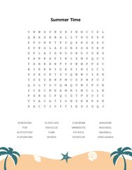 Summer Time Word Scramble Puzzle