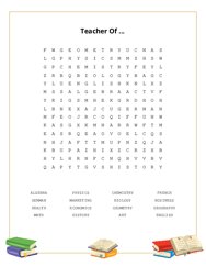 Teacher Of ... Word Search Puzzle