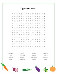 Types of Salads Word Search Puzzle
