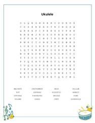 Ukulele Word Search Puzzle
