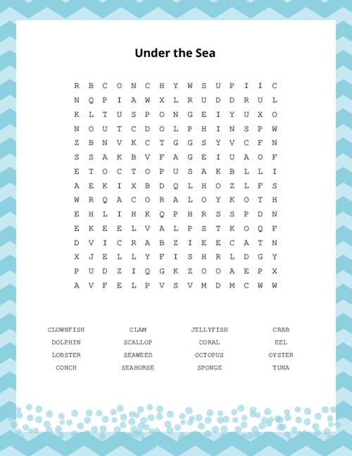 Under the Sea Word Search Puzzle