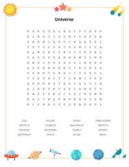 Universe Word Search Puzzle
