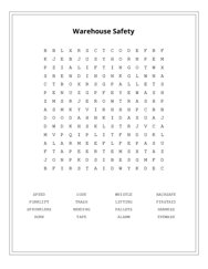 Warehouse Safety Word Scramble Puzzle