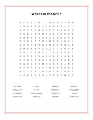 Whats on the Grill? Word Search Puzzle
