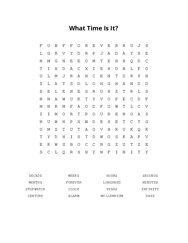 What Time Is It? Word Search Puzzle