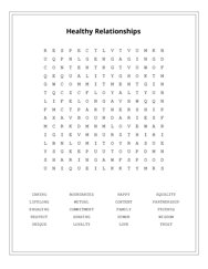 Healthy Relationships Word Scramble Puzzle