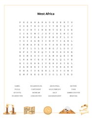 West Africa Word Search Puzzle