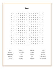 Signs Word Search Puzzle