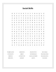 Social Skills Word Search Puzzle