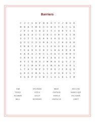 Barriers Word Search Puzzle