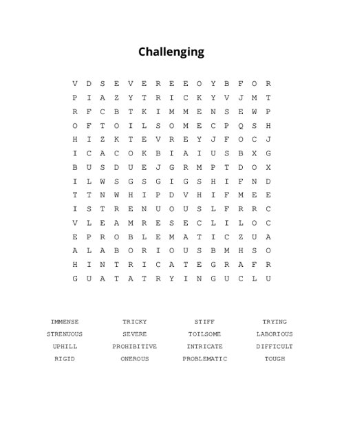 very difficult word search