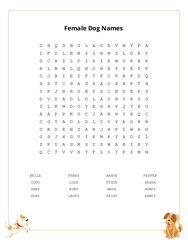 Female Dog Names Word Scramble Puzzle