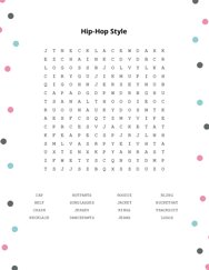 Hip-Hop Style Word Search Puzzle