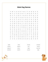 Male Dog Names Word Scramble Puzzle