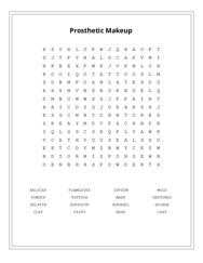 Prosthetic Makeup Word Search Puzzle