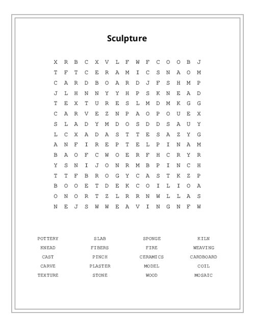 Sculpture Word Search Puzzle