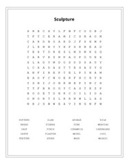 Sculpture Word Search Puzzle