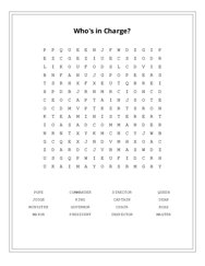 Whos in Charge? Word Search Puzzle