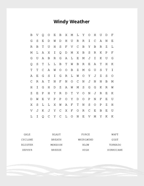 Windy Weather Word Search