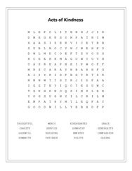 Acts of Kindness Word Search Puzzle