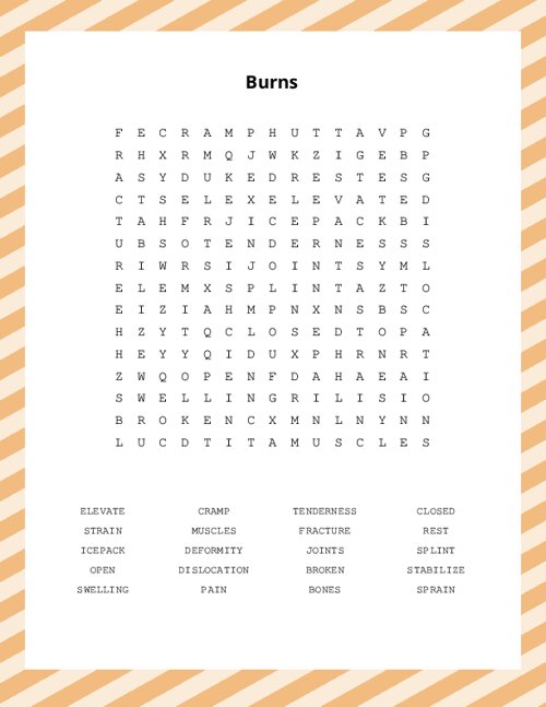 Burns Word Search Puzzle