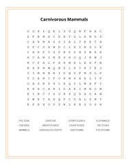 Carnivorous Mammals Word Search Puzzle