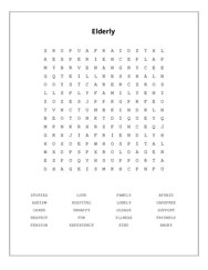 Elderly Word Search Puzzle