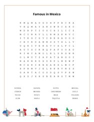 Famous in Mexico Word Search Puzzle