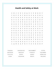 Health and Safety at Work Word Scramble Puzzle