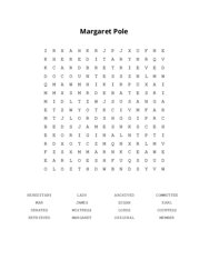 Margaret Pole Word Search Puzzle