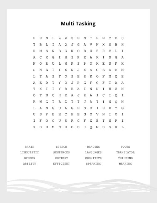 Multi Tasking Word Search Puzzle