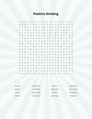 Positive thinking Word Search Puzzle