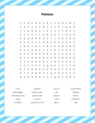 Potions Word Scramble Puzzle