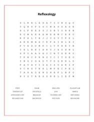 Reflexology Word Search Puzzle