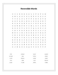 Reversible Words Word Search Puzzle