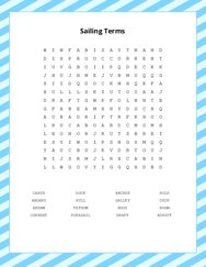 Sailing Terms Word Search Puzzle