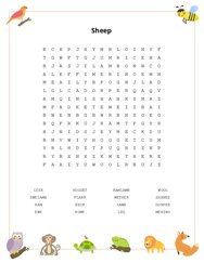 Sheep Word Search Puzzle