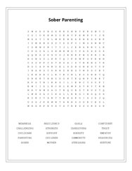Sober Parenting Word Search Puzzle