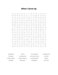 When I Grow Up Word Search Puzzle