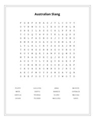 Australian Slang Word Scramble Puzzle
