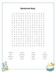 Backstreet Boys Word Search Puzzle