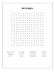 Bill of Rights Word Scramble Puzzle