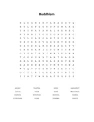 Buddhism Word Search Puzzle